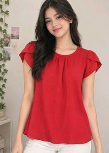 Chic Red Flutter Sleeve Top