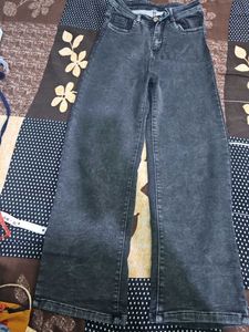 Stylish Wide Leg Grey Denim Jeans