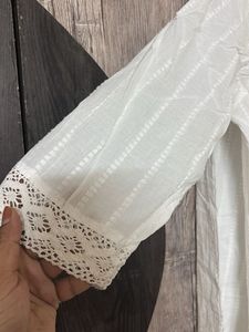 Elegant White Textured Button-Up Shirt cum Co-ord