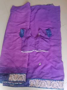 Purple Saree with Embellished Blouse