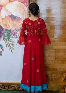 Red Embroidered Maxi Dress