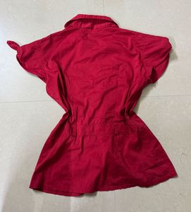 Chic Red Button-Up Shirt