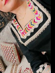 Black Embroidered Kurta Set