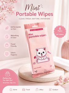 Mini Portable Wipes - 8 Packs