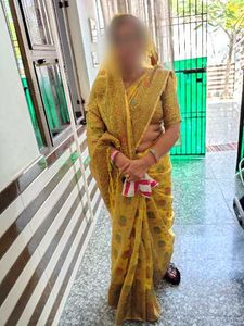 Beautiful Yellow Embroidered Saree