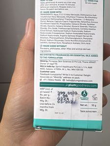 Plum Cica &amp; Hyaluronic Acid Sunscreen SPF 50