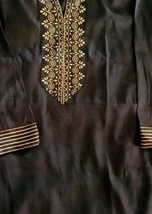 New Elegant Black Kurta with Gold Print