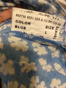 Blue &amp; White Printed Kurta Size - L