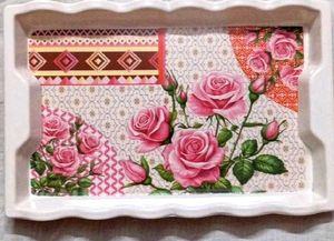 New Decorative Tray with Rose Print