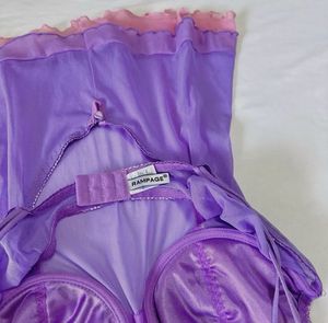 Purple Lace Trim Teddy Corset
