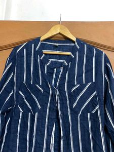 Navy Striped Button-Down Shirt