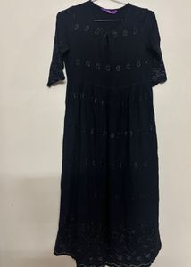 Libas Black Embroidered EthnicMotifs A-Line Dress