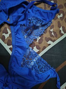Blue Lace Bra and Panty Set