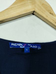 Rena Navy Blue Embroidery Printed Dress (Women)