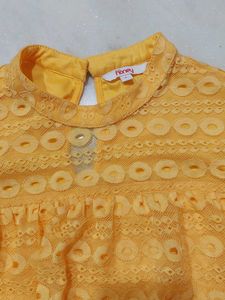 Yellow Lace Long Sleeve Top