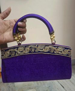 Elegant Purple Embroidered Clutch