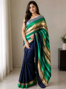 Vibrant Striped Silk Blend Saree