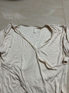 Cream Wrap Long Sleeve Top