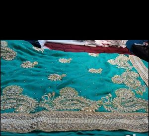 Heavy Look Embroidery  Bridal party wear saree