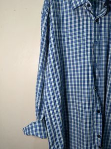 Men's Blue Plaid Button-Down Shirt