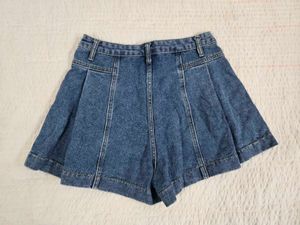 Denim Pleated Skirt Shorts waist 30