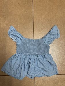 Light Blue Ruffled Peplum Top