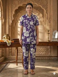 Purple Floral Print Kurta