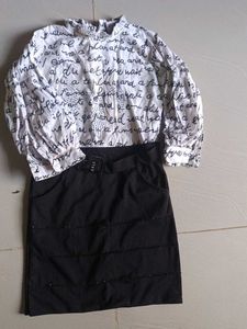 Chic Black and White Script Dress