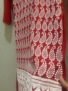 Red Chikankari Kurta