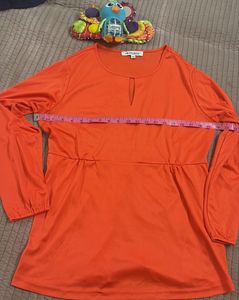 Vibrant Orange Long Sleeve Tunic Top