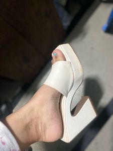White Platform Heel Mules