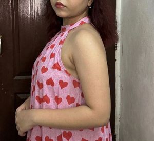 Pink Heart Print Dress