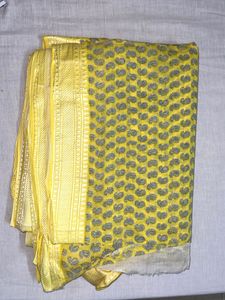 Yellow Saree with Paisley Print and blouse