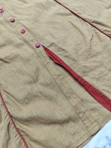 Stylish Mustard Kurta with Red Accents