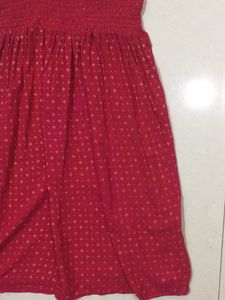 Magenta Red Strap Short Dress Top