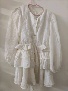 White Ruffled Mini Dress