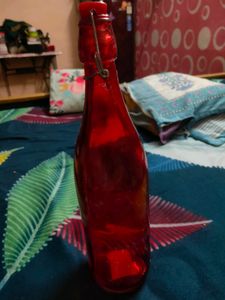Red ♥️ Glass Bottle Slightly Colour Faded