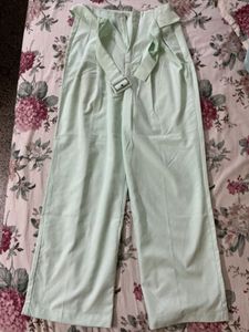 Light Green Wide Leg Pants with Belt