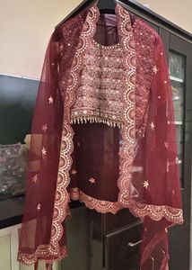 Maroon Embroidered Lehenga Choli