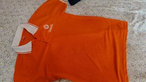 Bright Orange Polo T-Shirt jeans