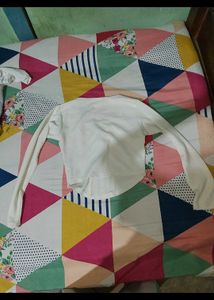 White Long Sleeve Square Neck Top