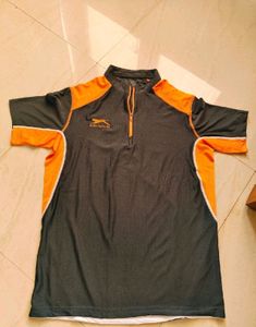 Shiv Naresh Branded L size, Orange - Grey, Dry Fit