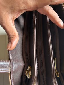 Brown Textured Leather Shoulder Bag