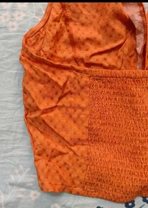 Orange Halter Neck Crop Top