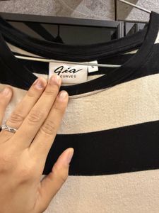 Westside dress in beige n black stripes