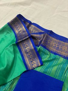 Royal Blue Saree with Gold Border