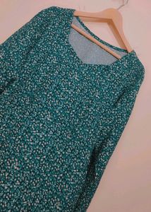 Sea Green Chic Floral Print Dress for 42 Bust