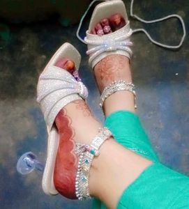Sparkly Heeled Slides
