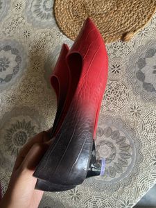 Red &amp; Black Croc Print Ballerinas