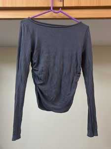 Grey Long Sleeve Ruched Top - XS